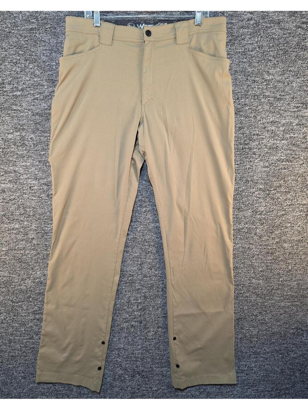 Wrangler Men's Flat Front Straight Leg Tan Nylon Spandex Stretch Pants 36W